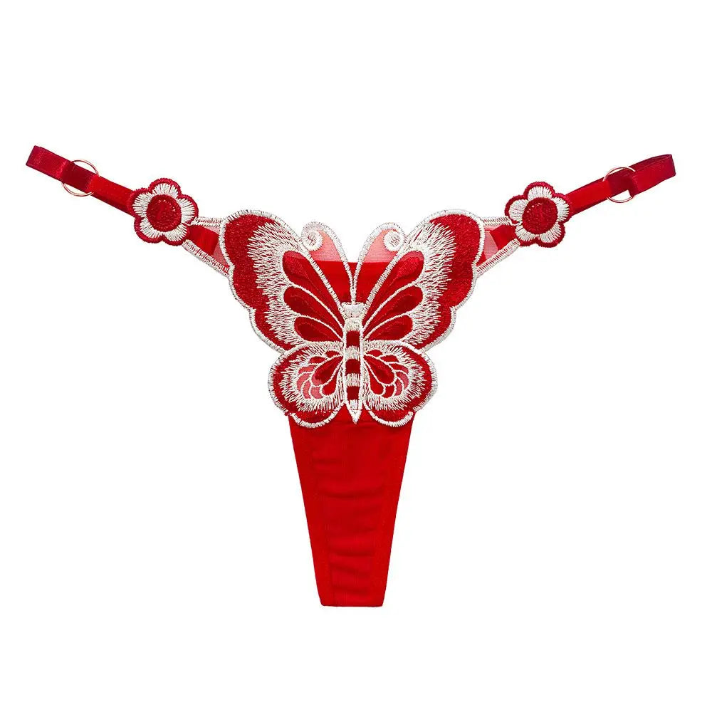 Z-Adult-Breathable Butterfly Pattern Solid Color Embroidery Lingerie Panties