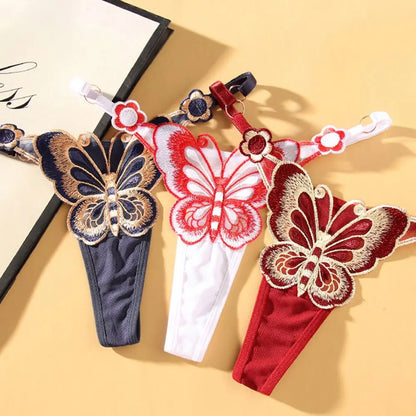 Z-Adult Breathable Butterfly Pattern Solid Color Embroidery Lingerie Panties