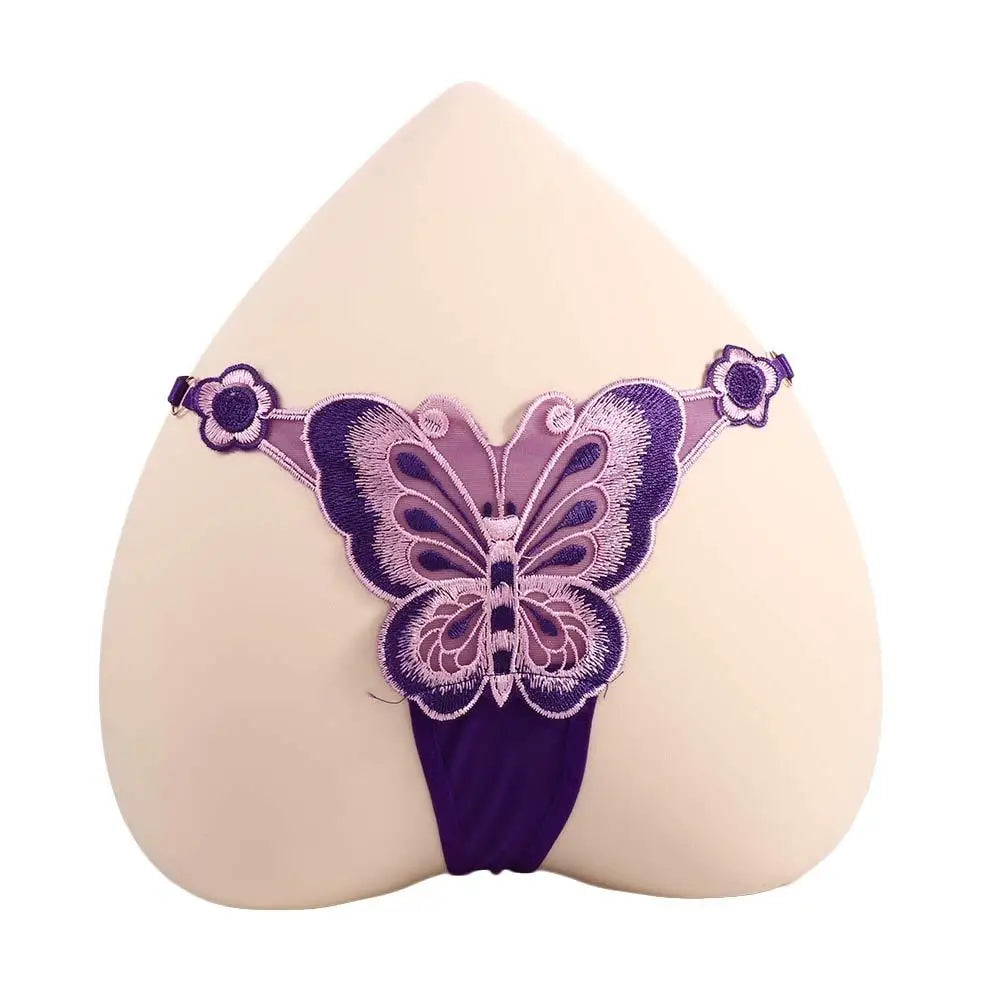 Z-Adult-Breathable Butterfly Pattern Solid Color Embroidery Lingerie Panties