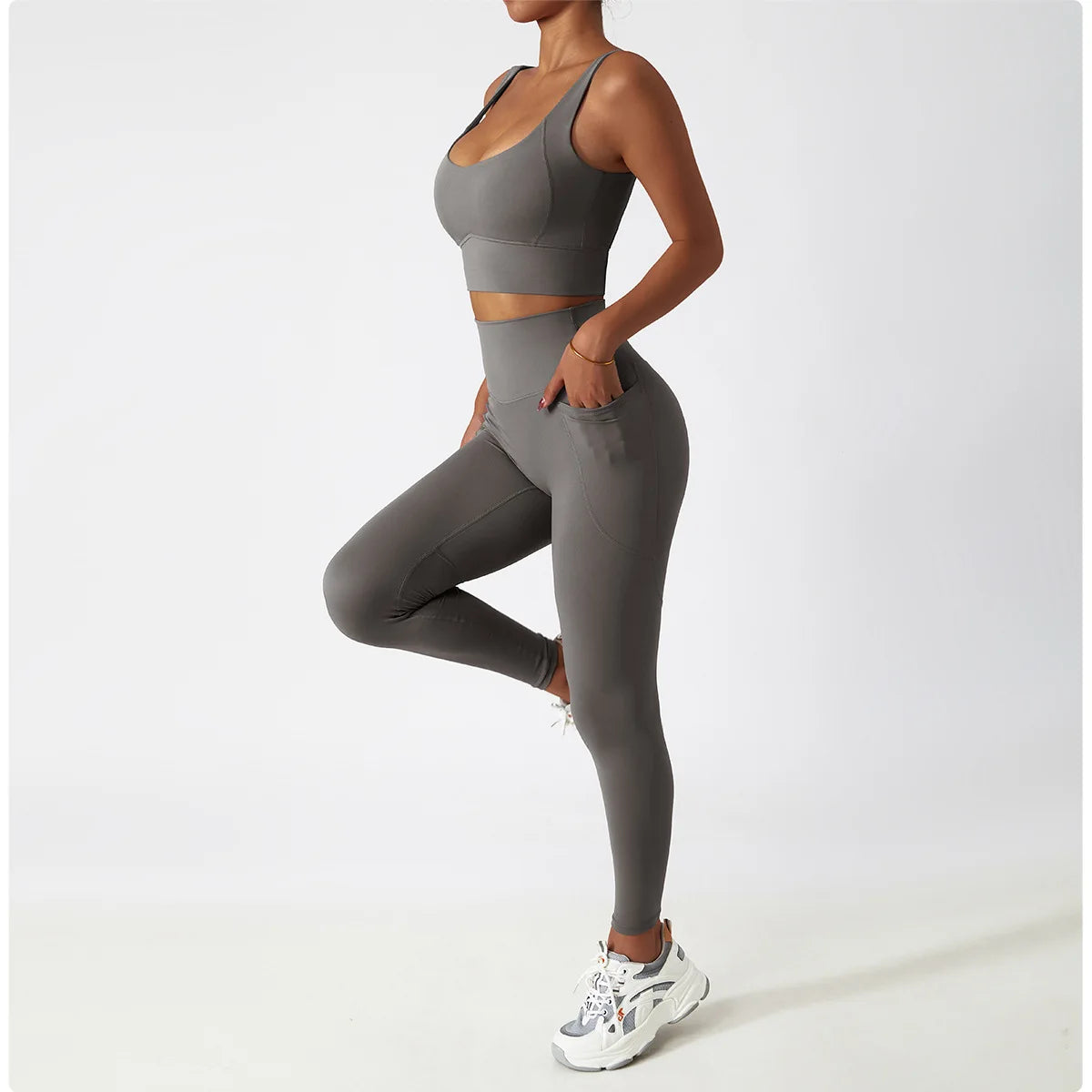 SERS- Yoga Leggings SkinFriendly Breathable Pocket High Waist