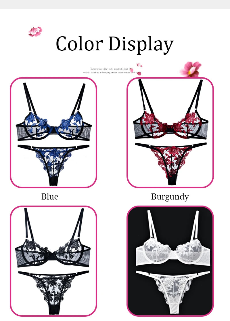 Z-Adult-Sexy Embroidery Appliques Lingerie Set Adjustable