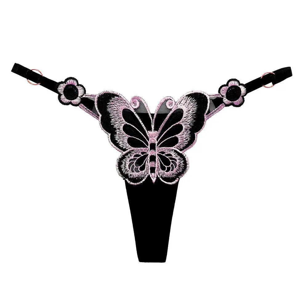 Z-Adult Breathable Butterfly Pattern Solid Color Embroidery Lingerie Panties