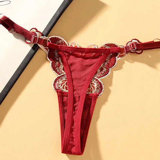 Z-Adult-Breathable Butterfly Pattern Solid Color Embroidery Lingerie Panties