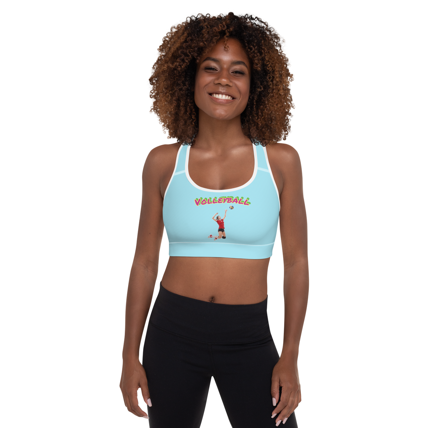 Volleyball Padded Sports Bra Aqua