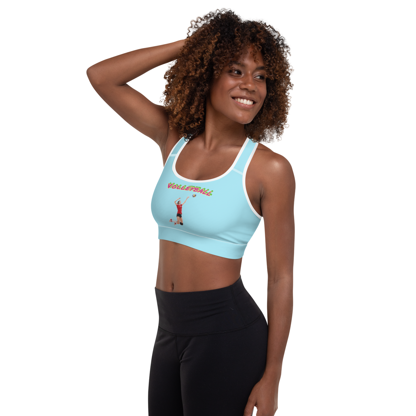 Volleyball Padded Sports Bra Aqua