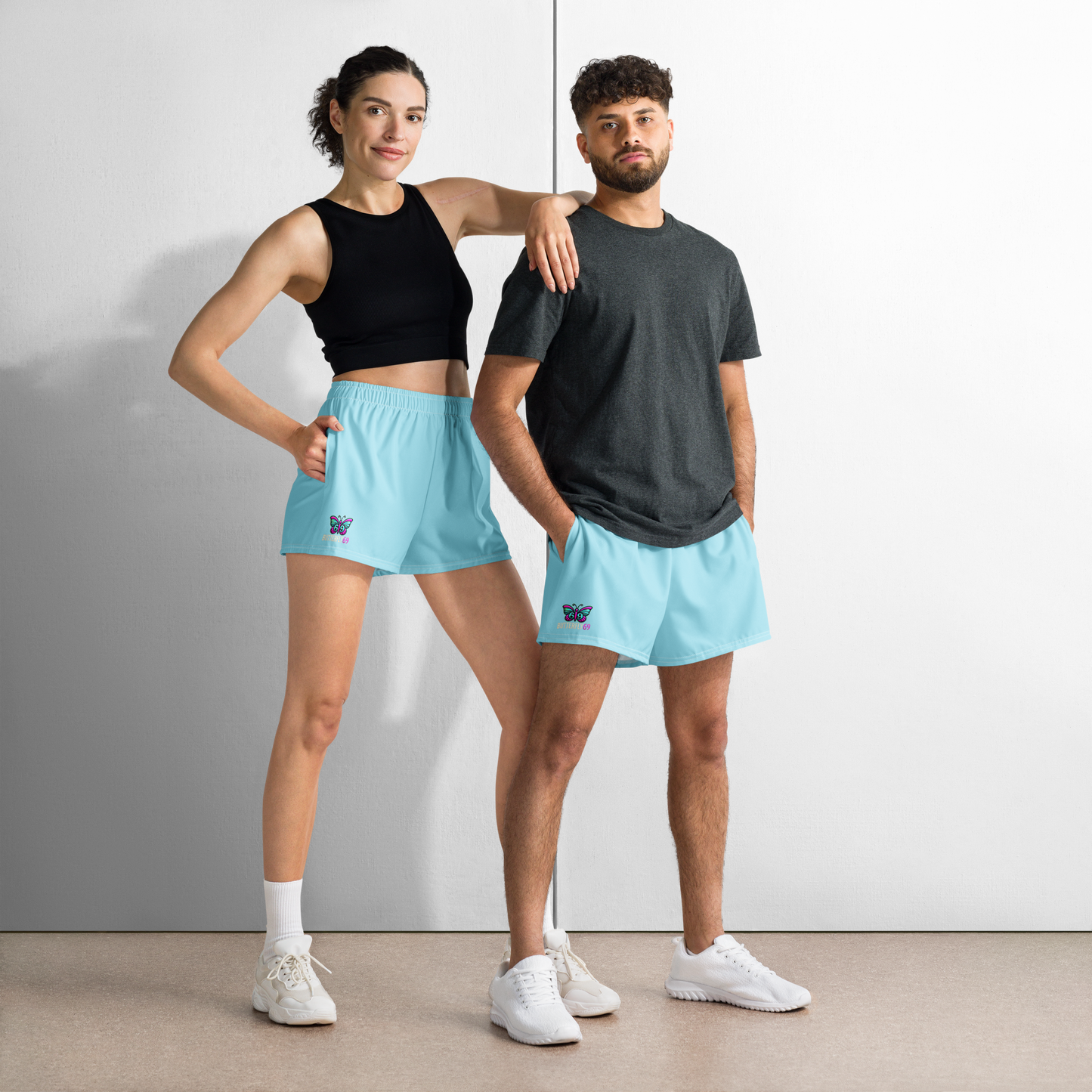 SH B69-4 All-Over Print Unisex Athletic Shorts Aqua